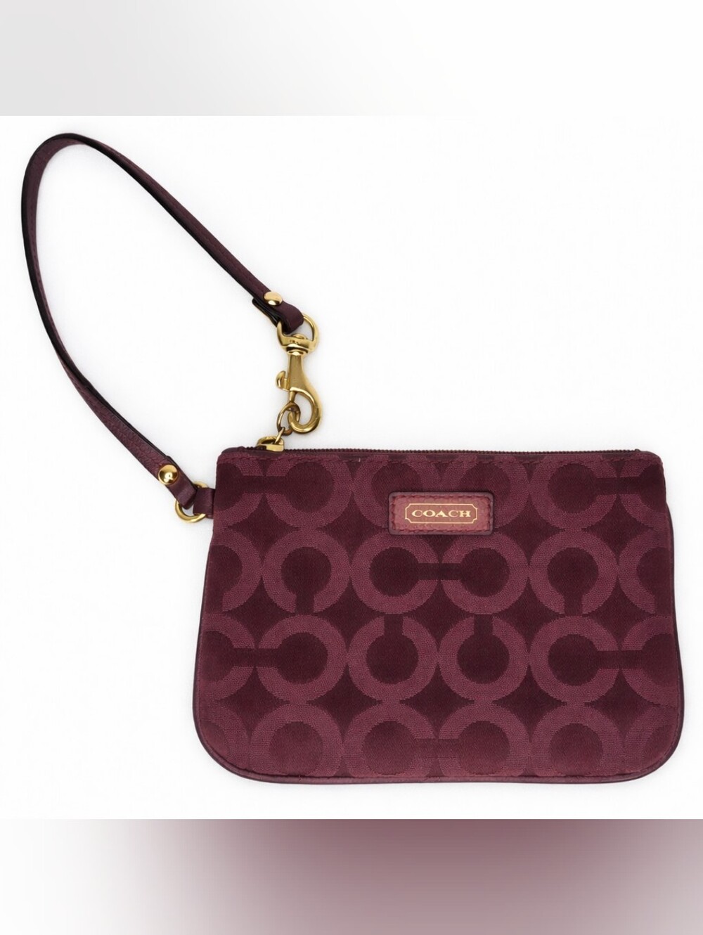 π Coach wristlet, Coach signature wristlet,burgundy Coach wallet, plum pouch - Picture 10 of 11